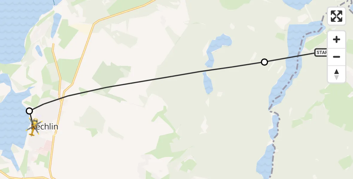 Flugroute Rettungshubschrauber Mirow - Rechlin, 21 Mai 2026, 15:45