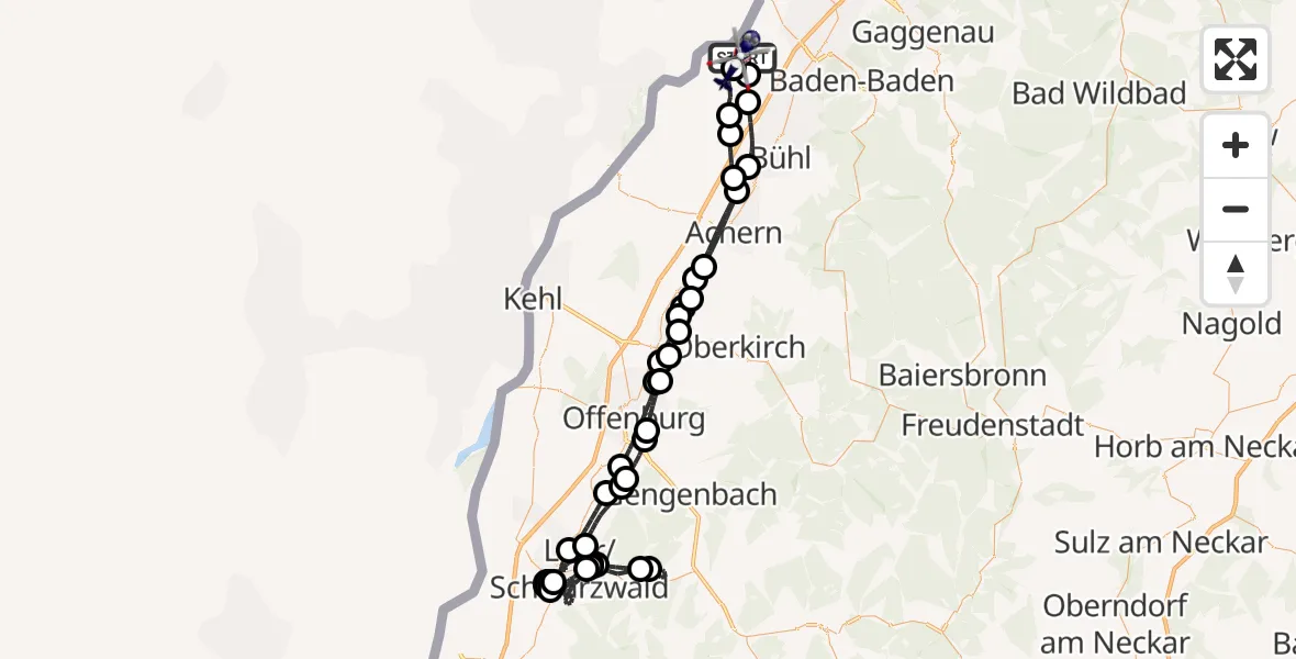 Flugroute Polizeihubschrauber Karlsruhe Baden-Baden Flughafen - Karlsruhe Baden-Baden Flughafen, 21 Mai 2026, 16:08
