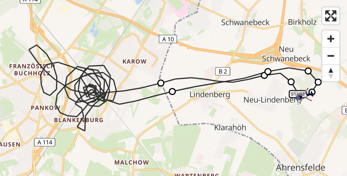 Flugroute Polizeihubschrauber Ahrensfelde Hubschrauberlandeplatz - Ahrensfelde Hubschrauberlandeplatz, 21 Mai 2026, 16:52