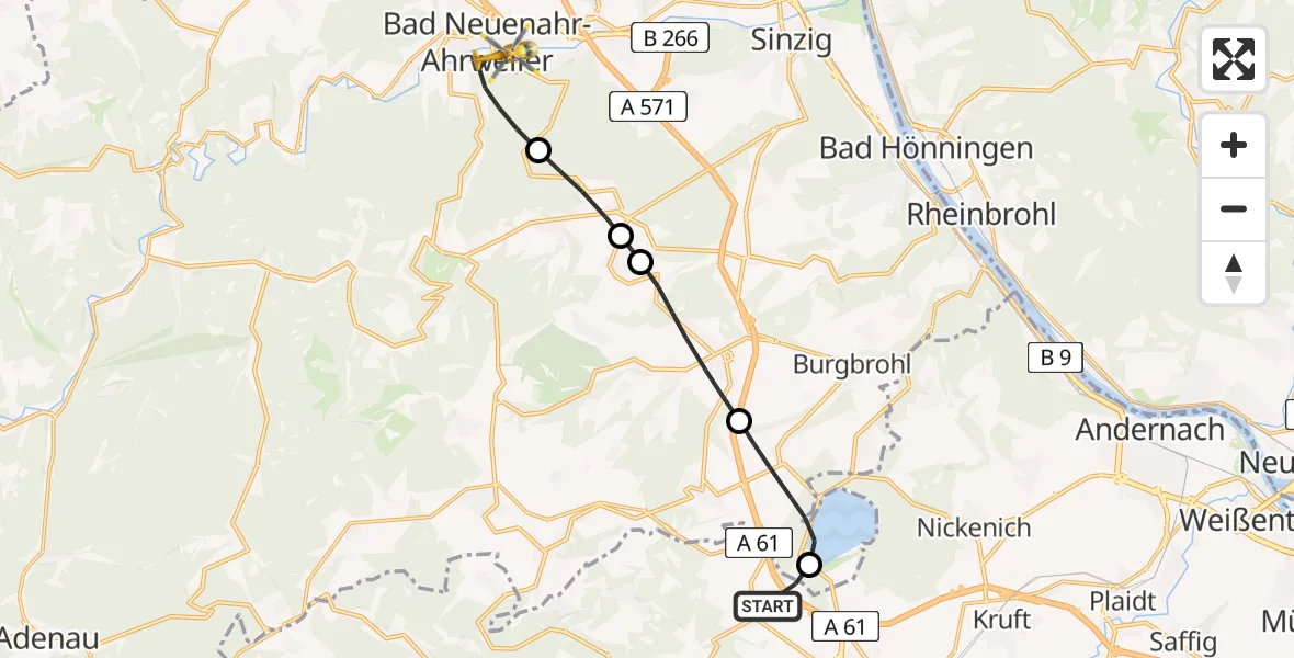 Flugroute Rettungshubschrauber Bell - Bad Neuenahr-Ahrweiler, 21 Mai 2026, 17:28