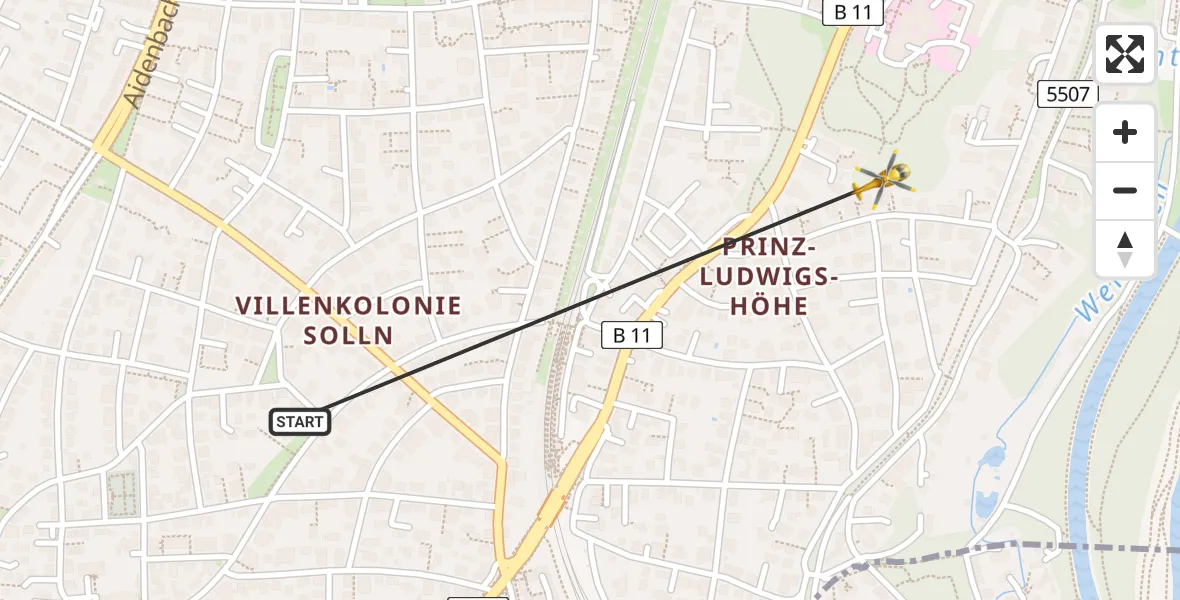 Flugroute Rettungshubschrauber München - München, 21 Mai 2026, 17:30