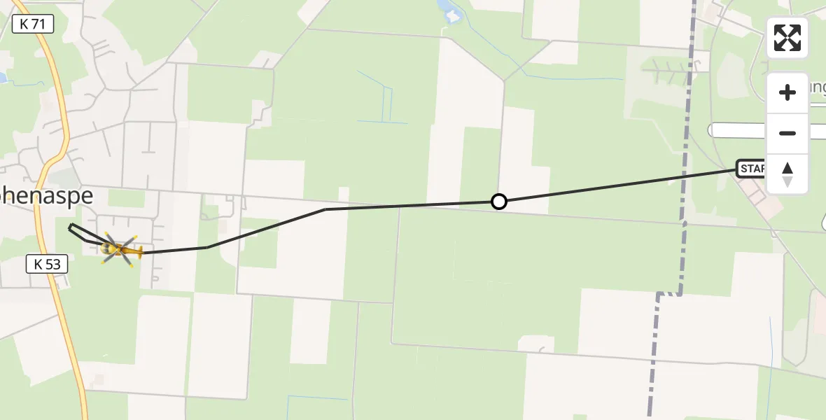 Flugroute Rettungshubschrauber Hohenlockstedt - Hohenaspe, 21 Mai 2026, 17:43