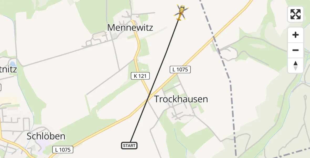 Flugroute Rettungshubschrauber Schlöben - Schlöben, 21 Mai 2026, 17:51