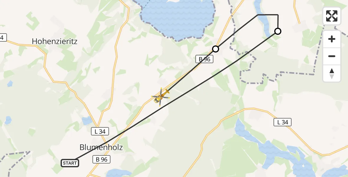 Flugroute Rettungshubschrauber Blumenholz - Blumenholz, 21 Mai 2026, 17:53