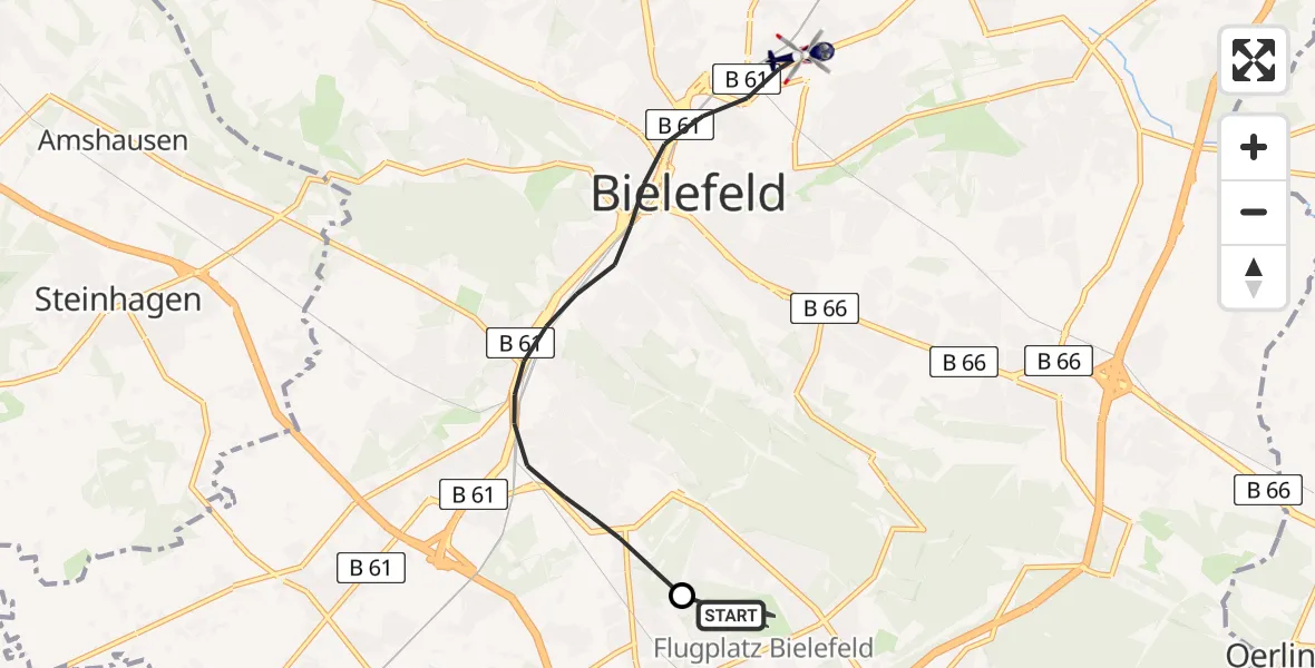 Flugroute Polizeihubschrauber Bielefeld Flughafen - Bielefeld, 21 Mai 2026, 19:29