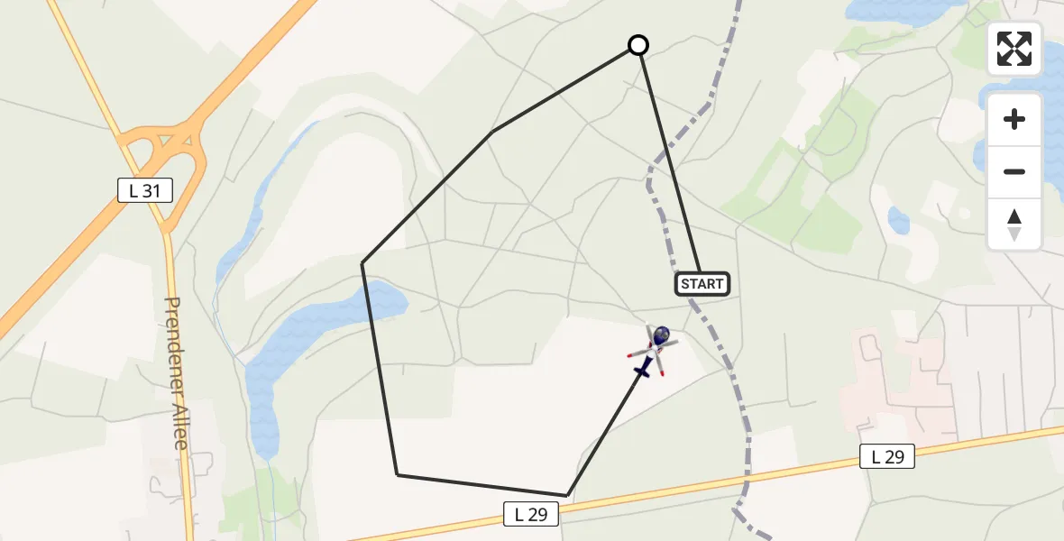 Flugroute Polizeihubschrauber Biesenthal - Wandlitz, 21 Mai 2026, 20:34
