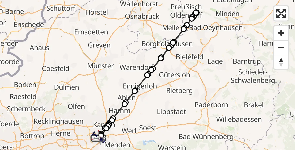 Flugroute Polizeihubschrauber Dortmund Flughafen - Dortmund Flughafen, 21 Mai 2026, 20:48