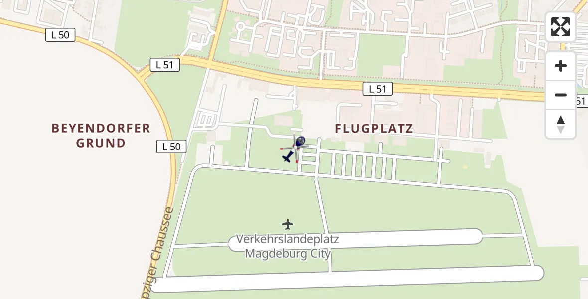 Flugroute Polizeihubschrauber Magdeburg City Flugplatz - Magdeburg City Flugplatz, 21 Mai 2026, 21:43