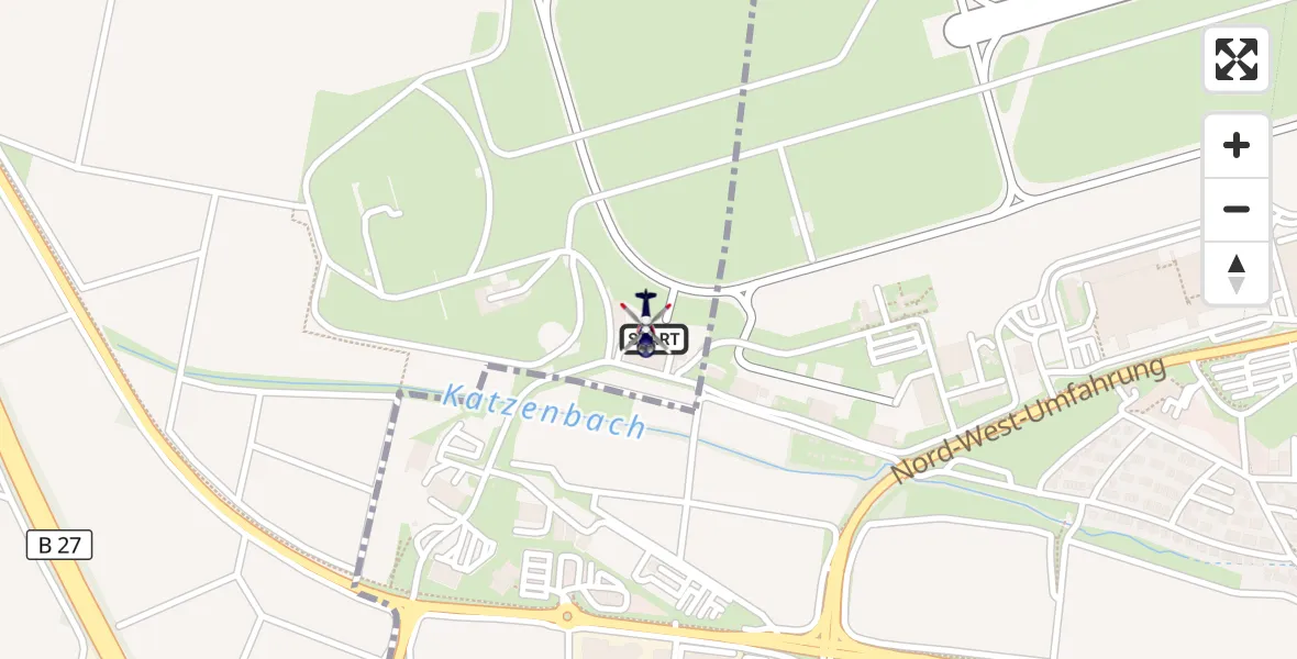 Flugroute Polizeihubschrauber Flughafen Stuttgart - Flughafen Stuttgart, 21 Mai 2026, 22:48