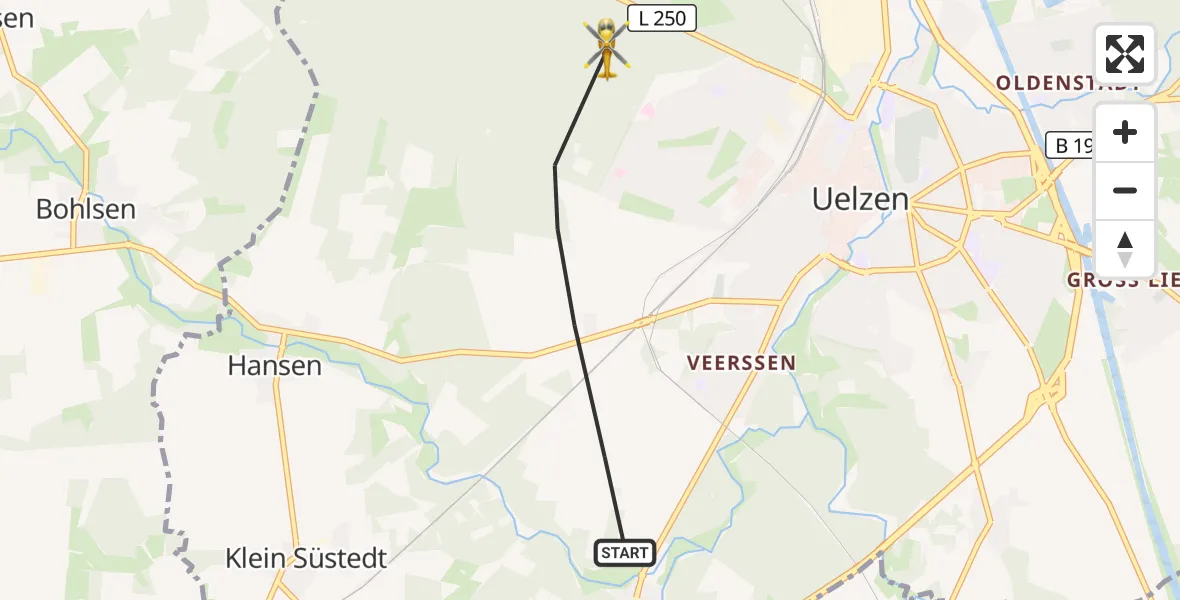 Flugroute Rettungshubschrauber Uelzen - Uelzen, 22 Mai 2026, 06:06