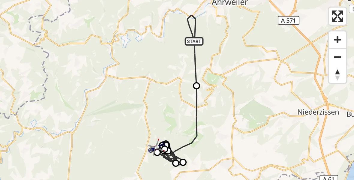 Flugroute Polizeihubschrauber Bad Neuenahr-Ahrweiler - Kaltenborn, 22 Mai 2026, 08:03