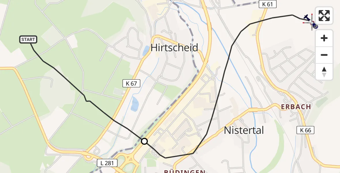 Flugroute Polizeihubschrauber Alpenrod - Nistertal, 22 Mai 2026, 08:13