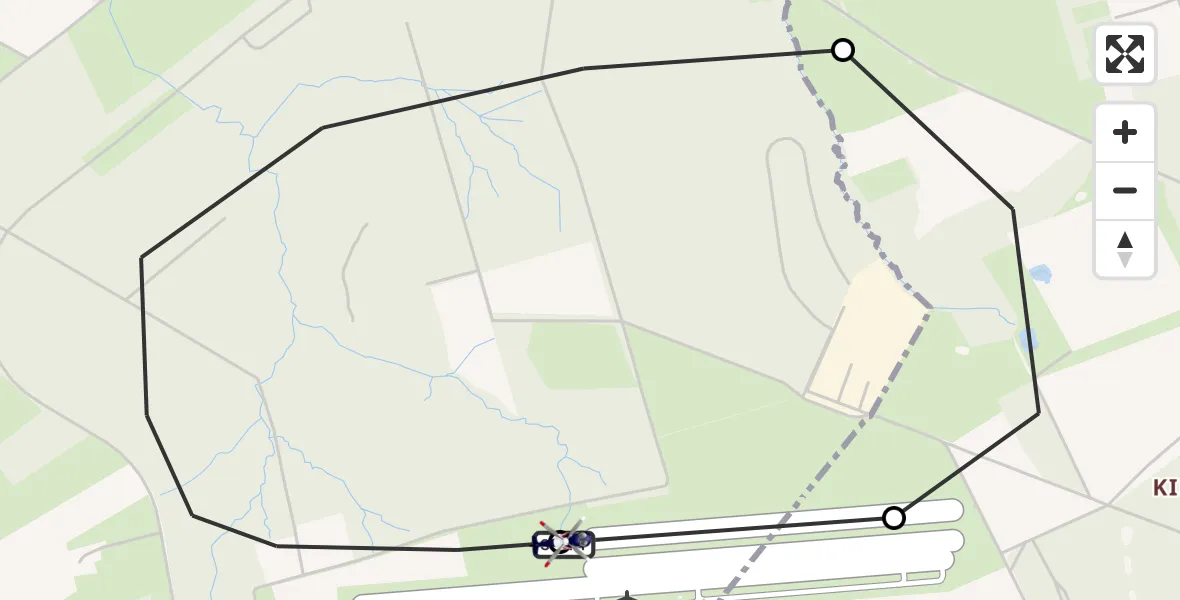 Flugroute Polizeihubschrauber Dinslaken-Schwarze Heide Flugplatz - Dinslaken-Schwarze Heide Flugplatz, 22 Mai 2026, 08:17