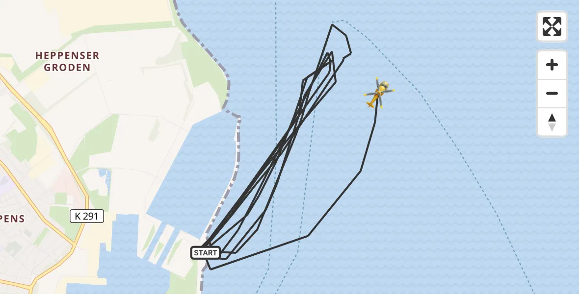 Flugroute Rettungshubschrauber Wilhelmshaven - Wilhelmshaven, 22 Mai 2026, 08:50