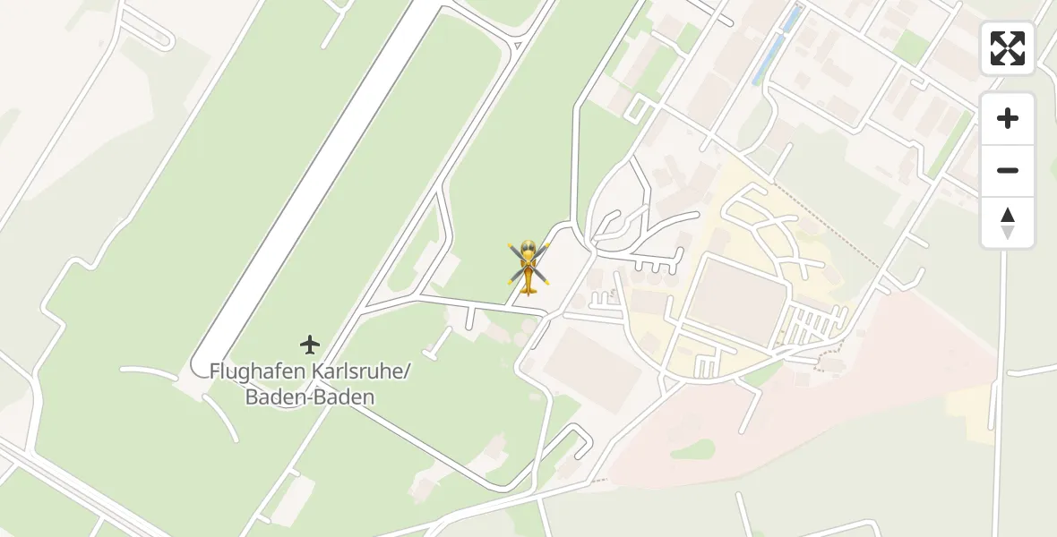 Flugroute Rettungshubschrauber Karlsruhe Baden-Baden Flughafen - Karlsruhe Baden-Baden Flughafen, 22 Mai 2026, 09:45
