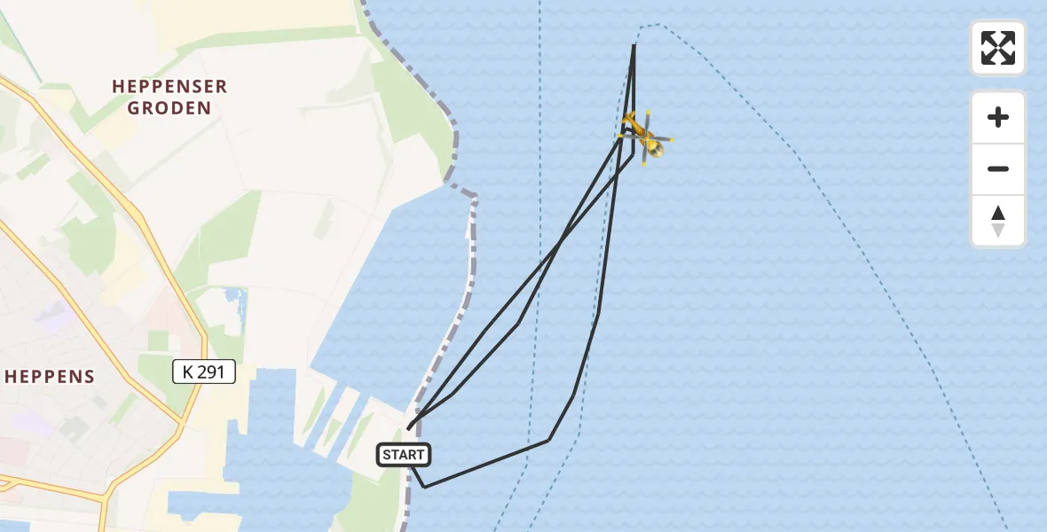 Flugroute Rettungshubschrauber Wilhelmshaven - Wilhelmshaven, 22 Mai 2026, 10:15