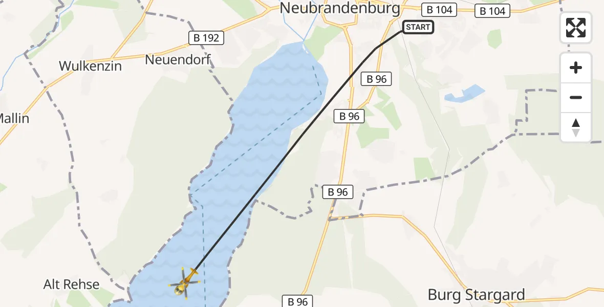 Flugroute Rettungshubschrauber Neubrandenburg - Neubrandenburg, 22 Mai 2026, 10:28