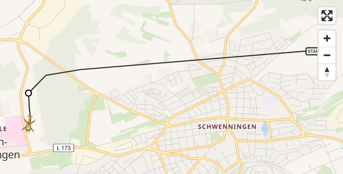 Flugroute Ambulanzhubschrauber Villingen-Schwenningen - DRF Air Rescue Station Villingen-Schwenningen Hubschrauberlandeplatz (Christoph 11), 22 Mai 2026, 10:48