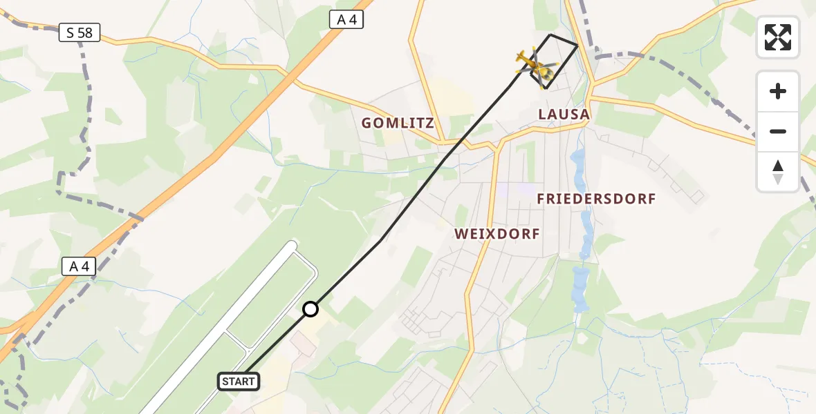 Flugroute Rettungshubschrauber Dresden Bundespolizei Hubschrauberlandeplatz - Dresden, 22 Mai 2026, 11:48
