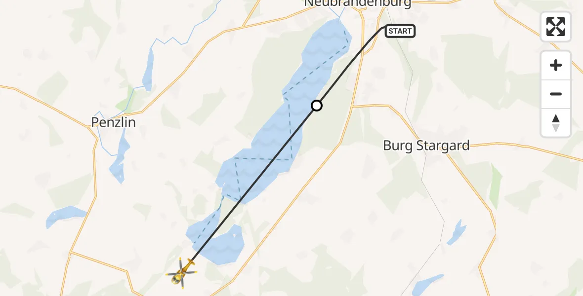 Flugroute Rettungshubschrauber Neubrandenburg - Hohenzieritz, 22 Mai 2026, 11:50