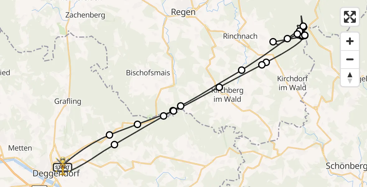 Flugroute Rettungshubschrauber Deggendorf - Deggendorf, 22 Mai 2026, 12:17
