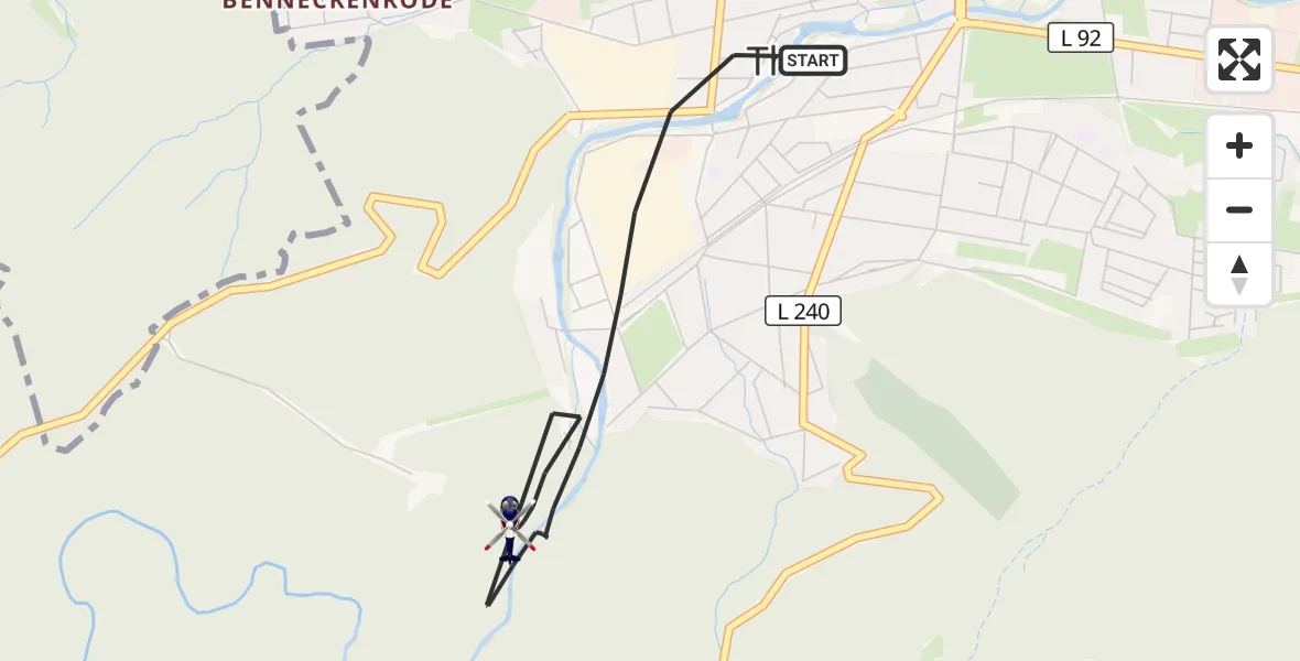 Flugroute Polizeihubschrauber Thale - Thale, 22 Mai 2026, 12:36