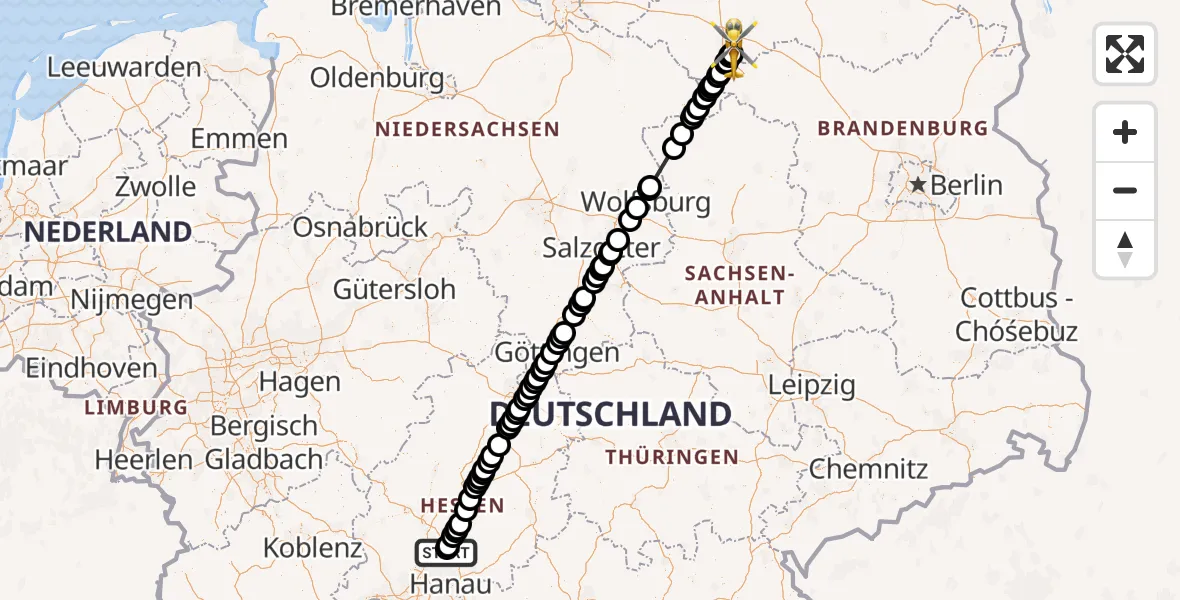Flugroute Rettungshubschrauber Flugplatz Reichelsheim - Prislich, 22 Mai 2026, 12:37