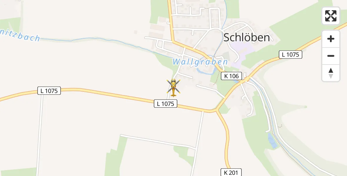 Flugroute Rettungshubschrauber Schlöben - Schlöben, 22 Mai 2026, 12:41