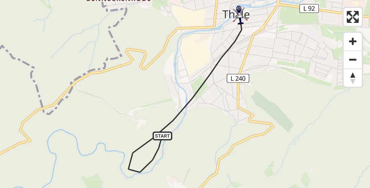 Flugroute Polizeihubschrauber Thale - Thale, 22 Mai 2026, 12:45