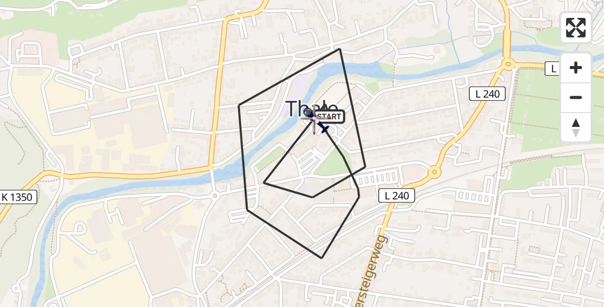 Flugroute Polizeihubschrauber Thale - Thale, 22 Mai 2026, 12:50