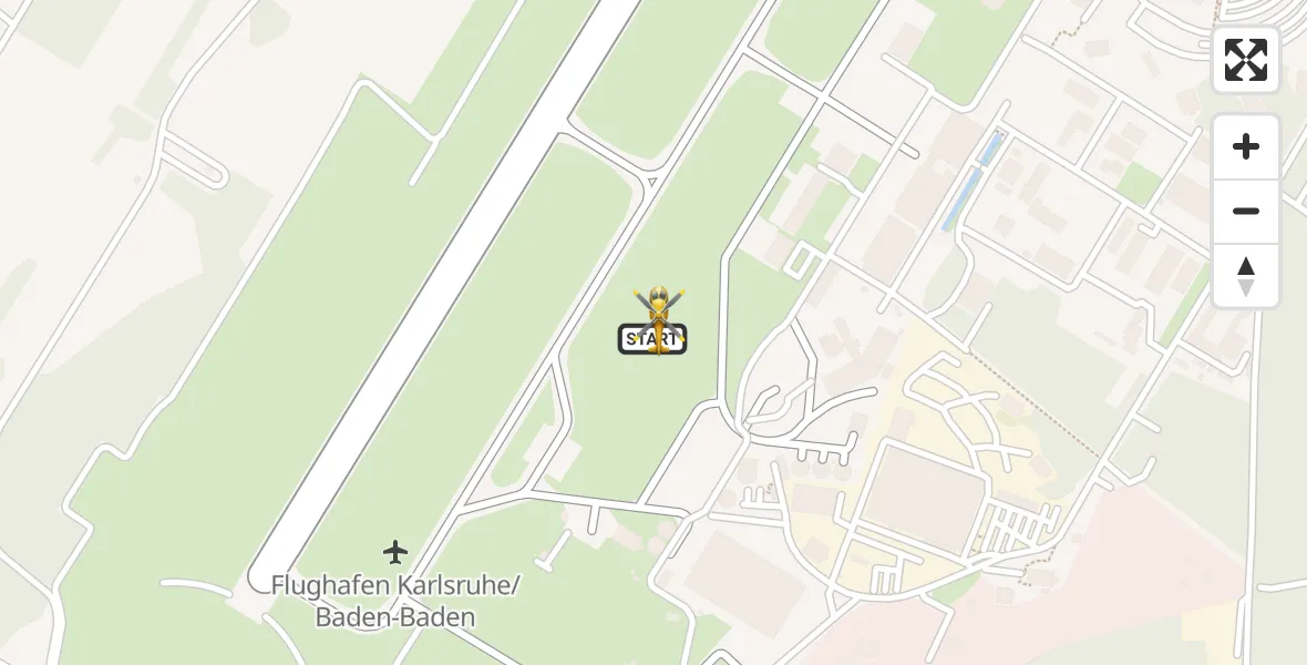 Flugroute Rettungshubschrauber Karlsruhe Baden-Baden Flughafen - Karlsruhe Baden-Baden Flughafen, 22 Mai 2026, 12:54