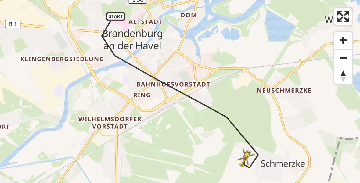 Flugroute Rettungshubschrauber Brandenburg an der Havel - Brandenburg an der Havel, 22 Mai 2026, 13:11