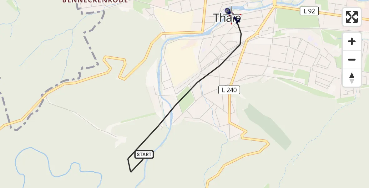 Flugroute Polizeihubschrauber Thale - Thale, 22 Mai 2026, 13:21