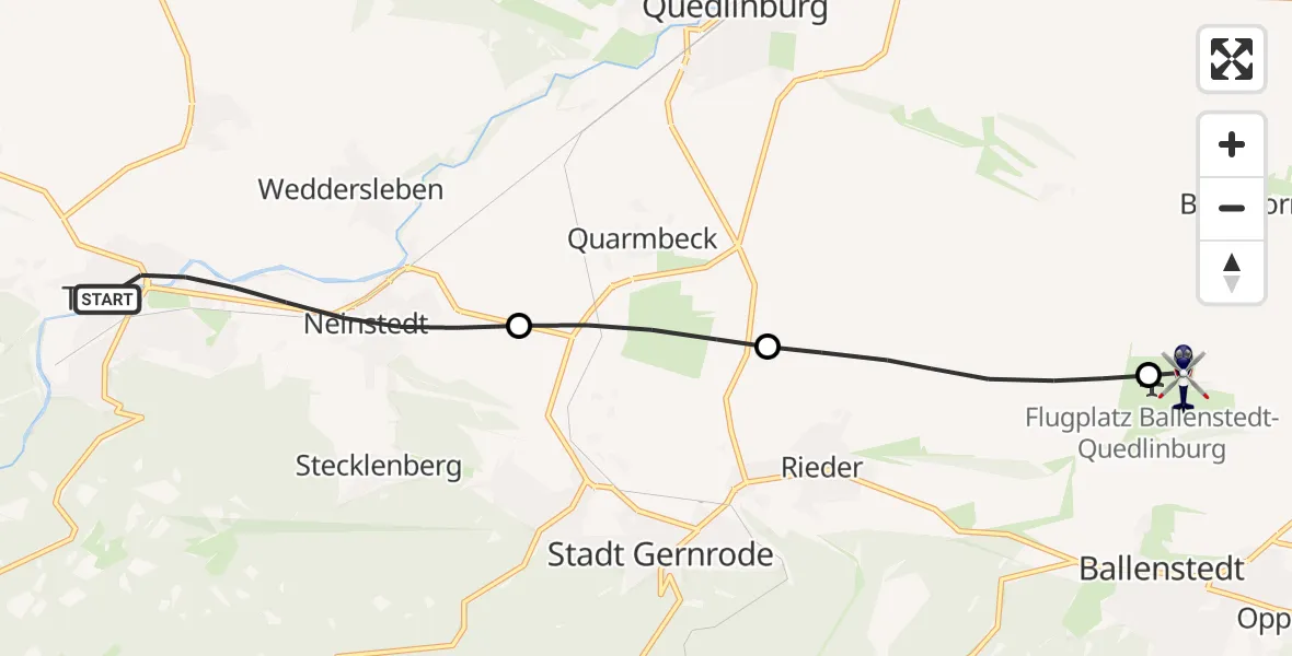Flugroute Polizeihubschrauber Thale - Ballenstedt Flugplatz, 22 Mai 2026, 13:24