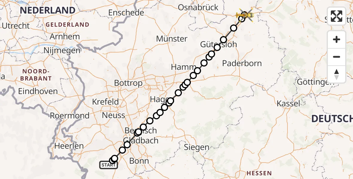 Flugroute Rettungshubschrauber Zülpich - Bad Oeynhausen, 22 Mai 2026, 14:32