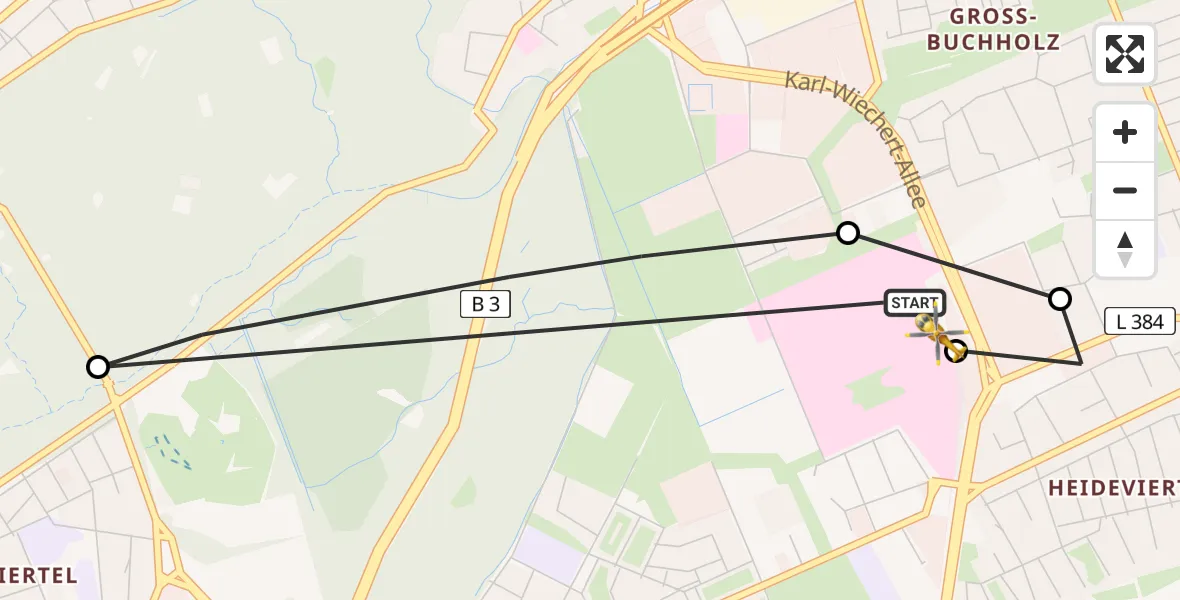 Flugroute Rettungshubschrauber Hannover Luftrettung Hubschrauberlandeplatz (Christoph 4) - Hannover Luftrettung Hubschrauberlandeplatz (Christoph 4), 22 Mai 2026, 16:42