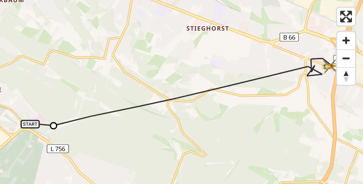 Flugroute Rettungshubschrauber Luftrettungszentrum Bielefeld - Bielefeld, 22 Mai 2026, 16:58