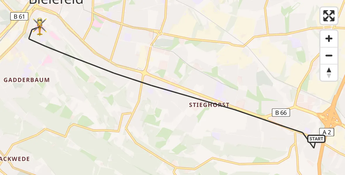 Flugroute Rettungshubschrauber Bielefeld - Bielefeld, 22 Mai 2026, 17:38