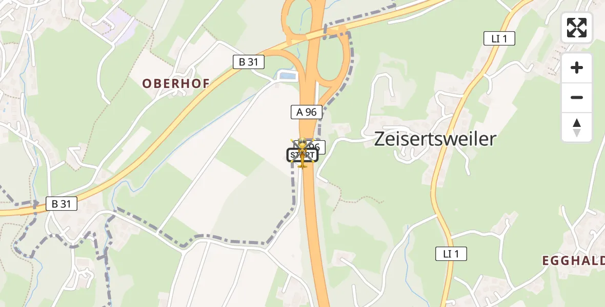Flugroute Rettungshubschrauber Weißensberg - Weißensberg, 22 Mai 2026, 17:44