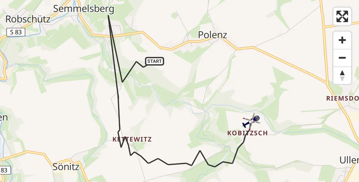 Flugroute Polizeihubschrauber Klipphausen - Klipphausen, 22 Mai 2026, 17:54