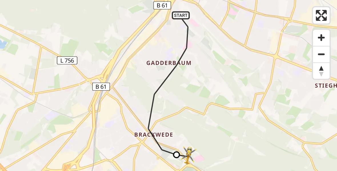 Flugroute Rettungshubschrauber Bielefeld - Luftrettungszentrum Bielefeld, 22 Mai 2026, 17:54