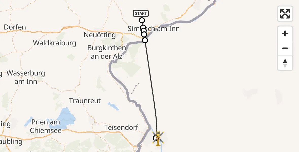 Flugroute Rettungshubschrauber Reut - Rott, 22 Mai 2026, 18:09