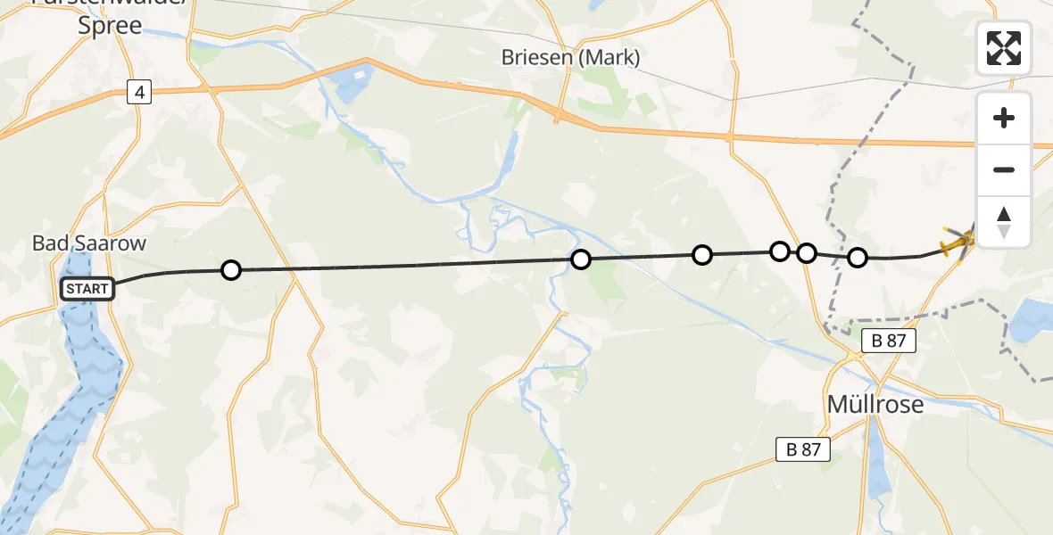 Flugroute Rettungshubschrauber Bad Saarow - Frankfurt (Oder), 22 Mai 2026, 18:11