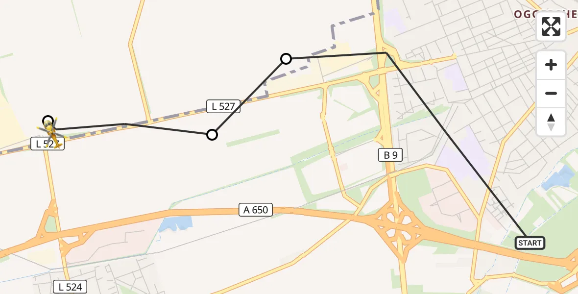 Flugroute Rettungshubschrauber Ludwigshafen am Rhein - Ludwigshafen am Rhein, 22 Mai 2026, 18:23