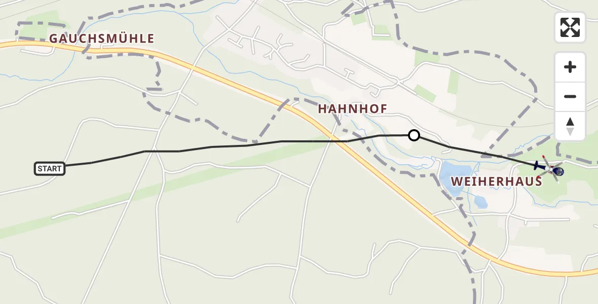 Flugroute Polizeihubschrauber Feuchter Forst - Feucht, 22 Mai 2026, 19:22