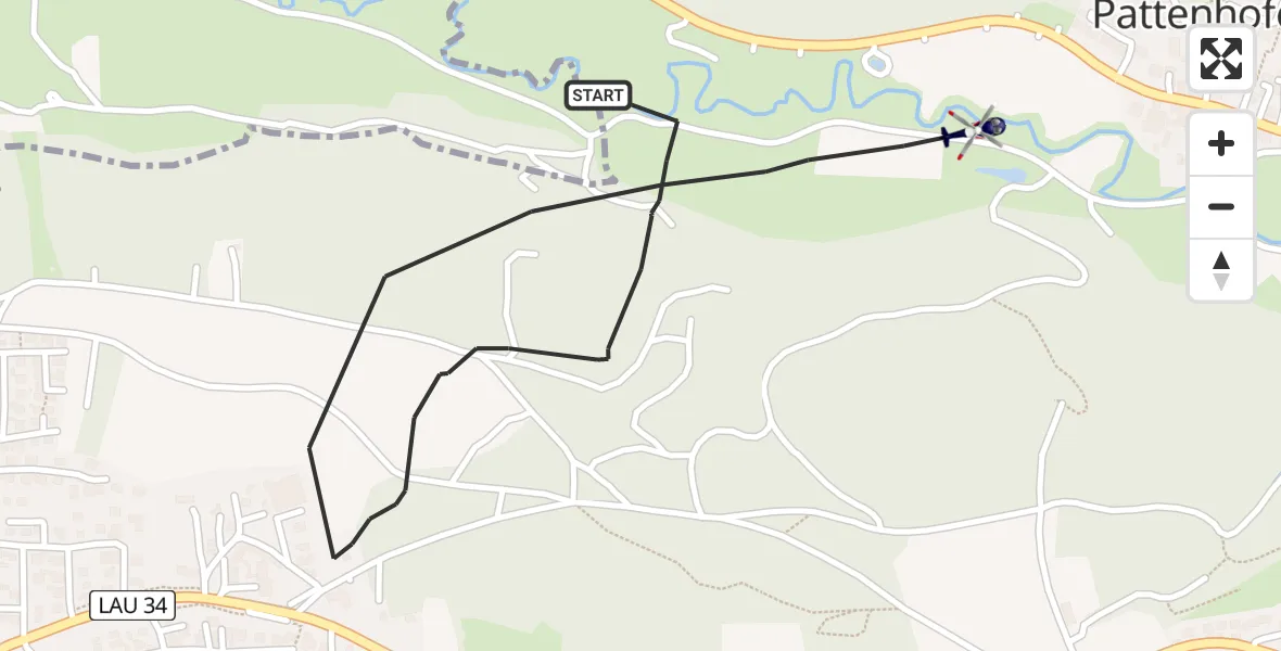 Flugroute Polizeihubschrauber Burgthann - Burgthann, 22 Mai 2026, 20:10