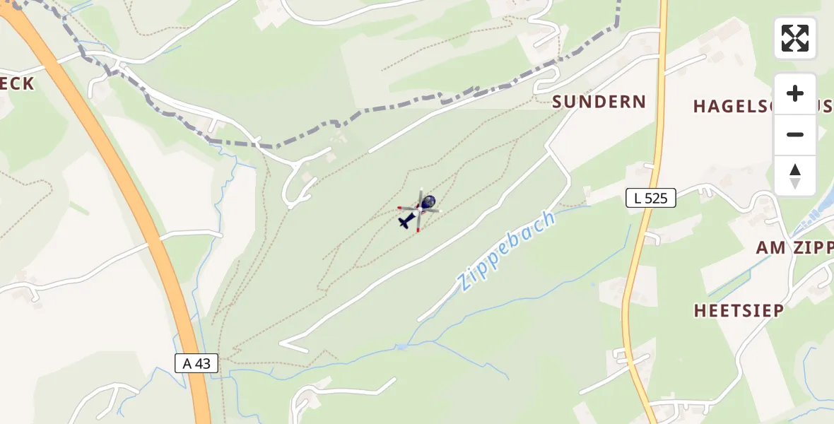 Flugroute Polizeihubschrauber Sprockhövel - Sprockhövel, 22 Mai 2026, 20:22