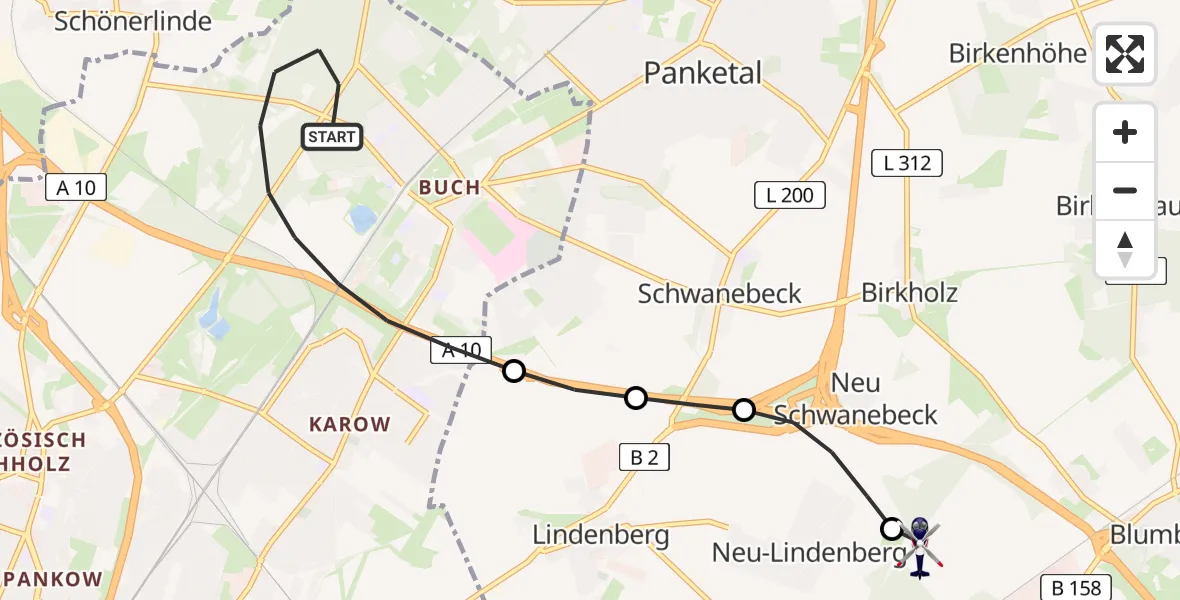 Flugroute Polizeihubschrauber Berlin - Ahrensfelde Hubschrauberlandeplatz, 22 Mai 2026, 20:36