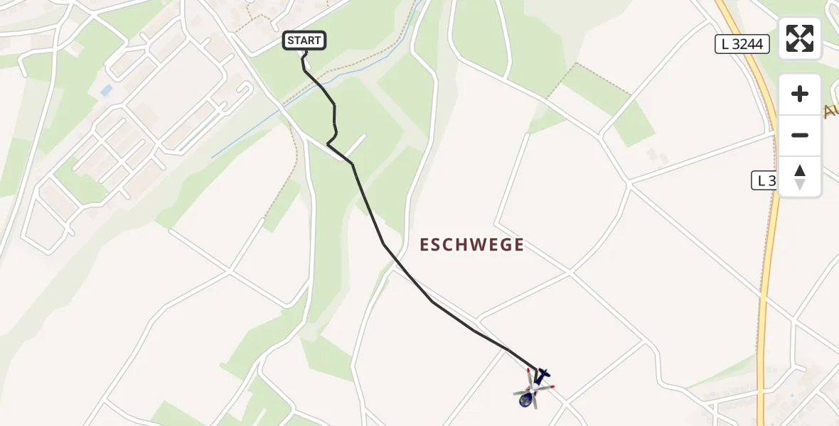 Flugroute Polizeihubschrauber Eschwege - Eschwege, 22 Mai 2026, 21:32