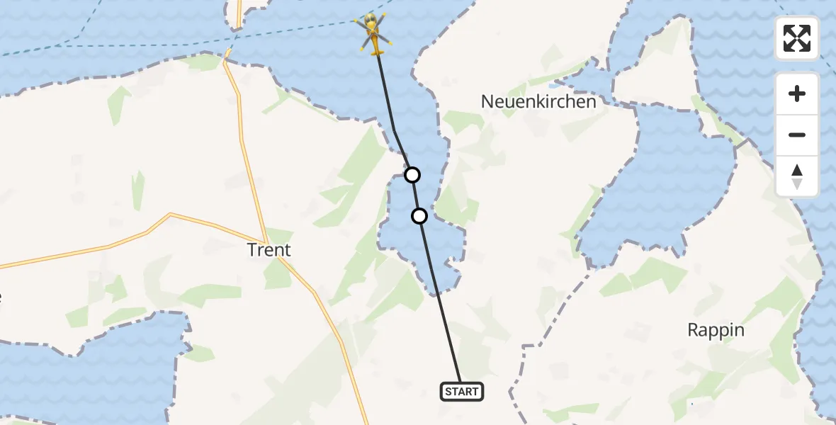 Flugroute Ambulanzhubschrauber Trent - Wiek, 22 Mai 2026, 22:43